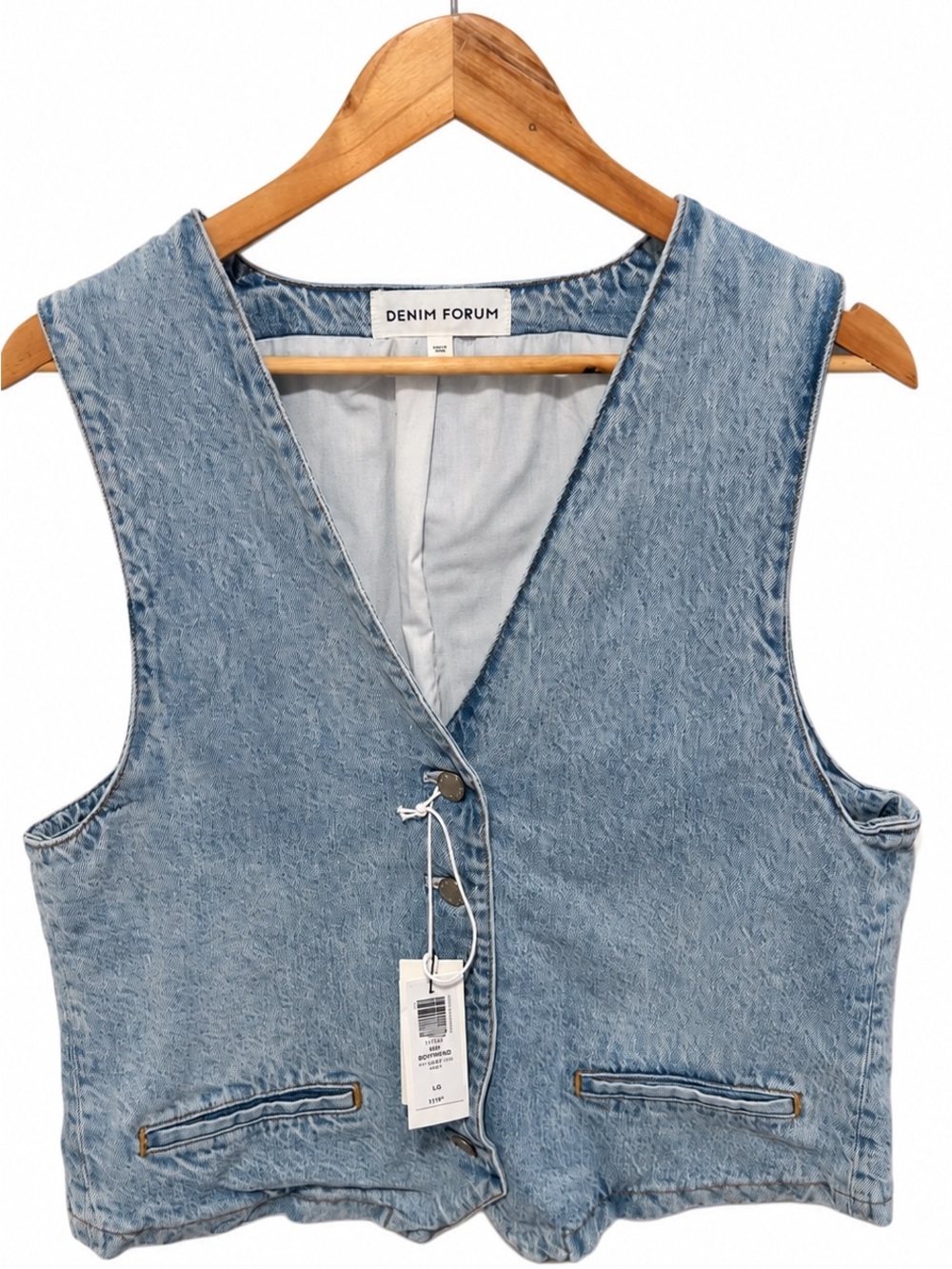 Denim Forum Washed Light Blue Denim Vest for Women